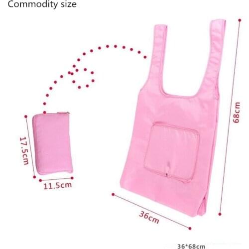 2019 Women Nylon Foldable Zipper Waterproof Eco Shopping Bag Tote Pouch Portable Reusable Grocery Storage Bag Big Size