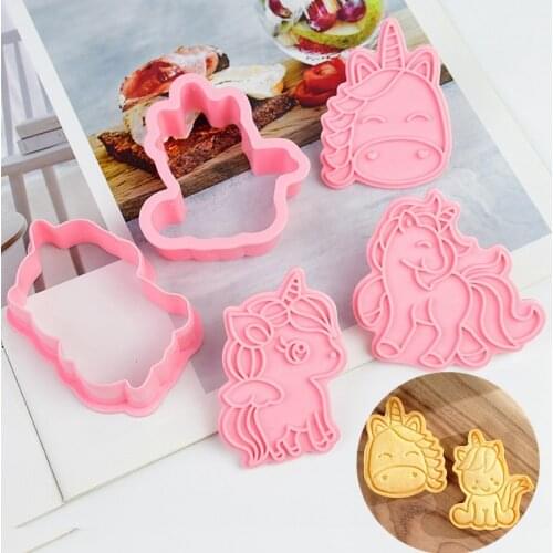 6pcs/set Unicorn Cookie Cutter Plastic Cartoon Cake Biscuit Mold Kitchen Baking Mould Decorating Tools Unicorn Party Decoration