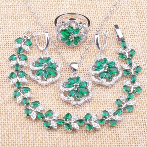 African Jewelry Sets Lady Wedding Green Crystal Bracelet for Women Party Necklace And Earing Set 2020 New YZ0717