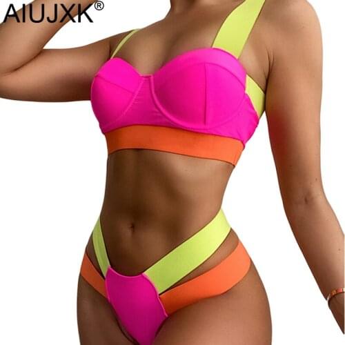AIUJXK 2021 New Summer Biquini Women Underwire Push Up Bra And Panty 2 Pieces Swimsuit Femlae Lingerie Set Sexy Bathing Suit