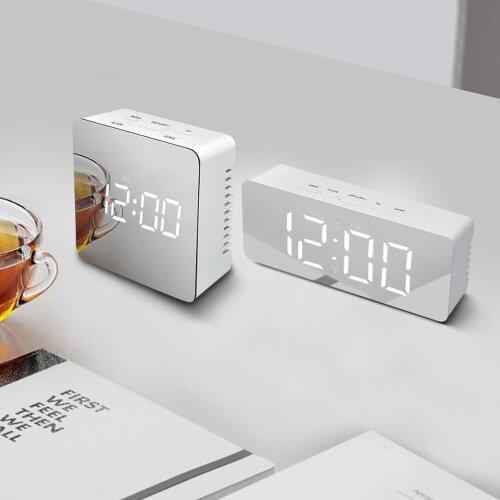 Battery Powered LED Digital Wall Clock DC5v Wall stickers Electronic clock Alarm Temperature Table Clock