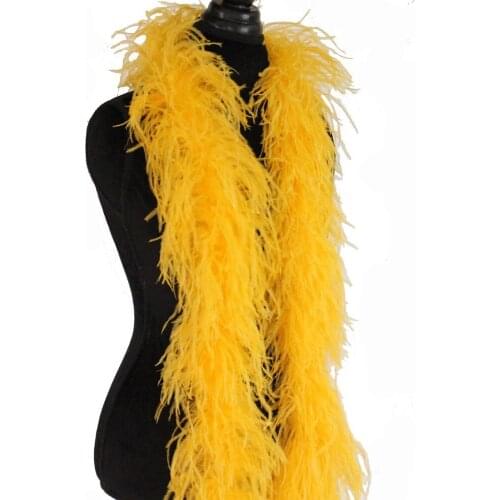 Free shipping 10meters/lot Gold yellow fluffy ostrich feather boa 5ply for decorations