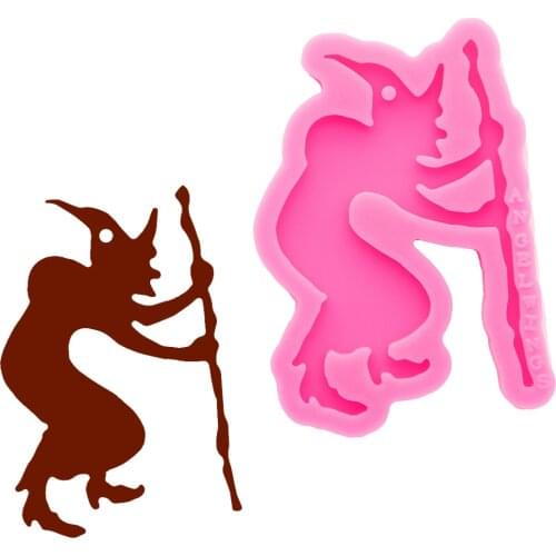 Shiny Resin Magic Witch Mould,Silicone Keychains Molds, DIY for Key Chain Pendant Jewelry Epoxy Mould DY0684