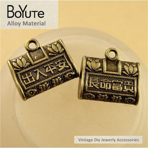 BoYuTe (50 Pieces/Lot) 15*17MM Wholesale Antique Bronze Plated Zinc Alloy Luck Lock Charms for Jewelry Findings Accessories