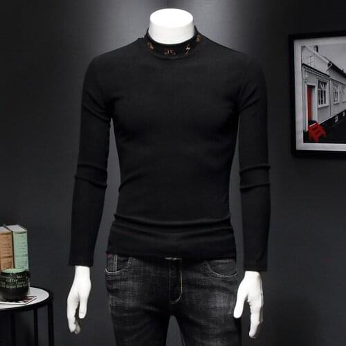 Designer High Quality Brand Men T-shirt Autumn Winter Oversized T shirt Half Turtleneck Thick Long Sleeve Men‘s Tops C14