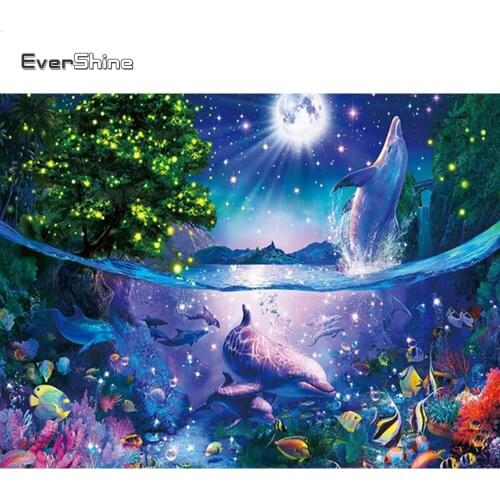 Evershine Diamond Embroidery Animal Full Square Diamond Painting Cartoon Scenery Cross Stitch Kit Diamond Mosaic Decoration Art