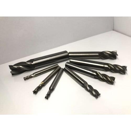 4Pcs Carbide End Mill HSS 4 Flutes 6mm-12mm Diameter Milling Cutter Straight Shank Router Bit Set CNC Tools