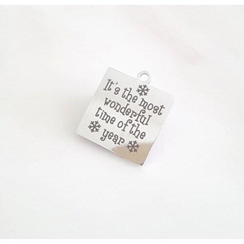 It`s the most wonderful time of the year Charm stainless steel square charms 19*19mm 10pcs/lot