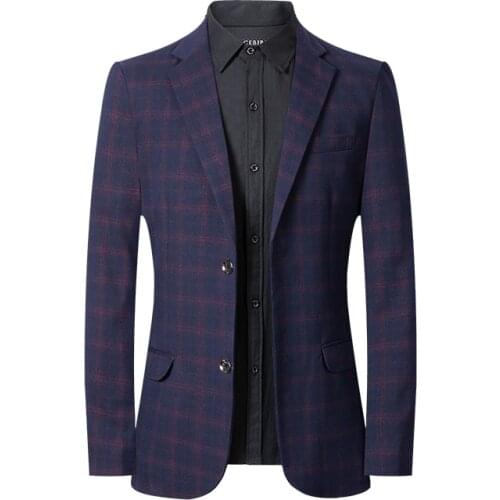Mens Casual Suit Jacket Trend Brand Plaid Mens Self-Cultivation All-Match Suit Fashion Business Casual Suit Jacket Men S-3XL