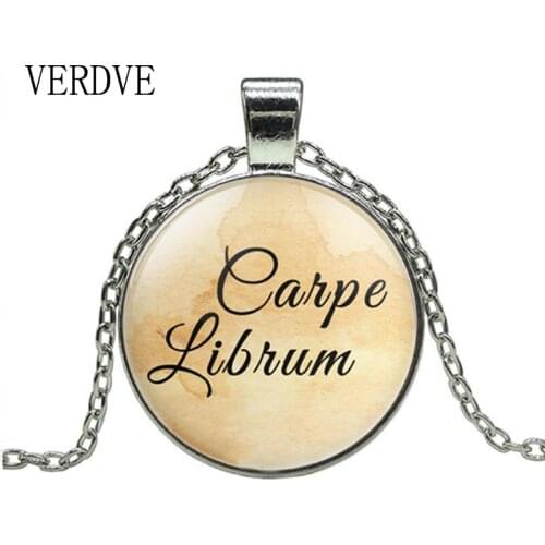 New Carpe Librum Book Quote Pendant Neckalce Love to Read Book Lover Librarian Gift Fashion Jewelry Gifts for Women Men