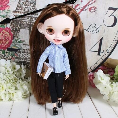Outfits for Blyth doll blue stripe shirt suit for 1/6 bjd icy dbs