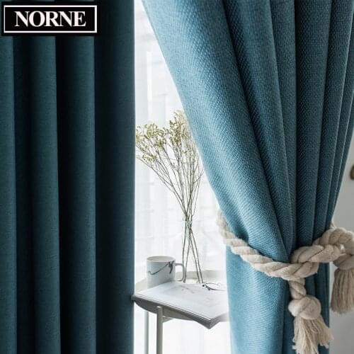 NORNE Modern Style Solid Color Cotton and Linen Thermal Insulated Curtains Blackout Curtain Drape For Living Room Brdroom Window