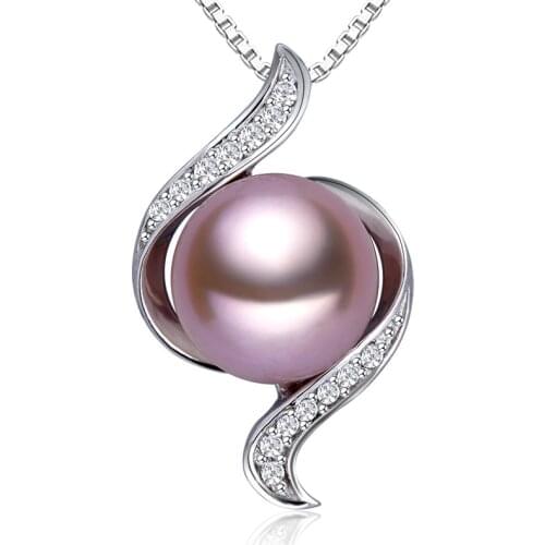 Real Natural White Pearl Pendant For Women,Classic 925 Silver Necklace Girl Birthday Small Gift