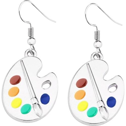 Color Palette Earrings Charm Personality Paint Brush Earrings Colorful Painter Jewelry Gift Women