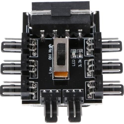 PC IDE Molex 1 To 8 Way Splitter Cooling Fan Hub 3-Pin 12V Power Socket PCB Adapter