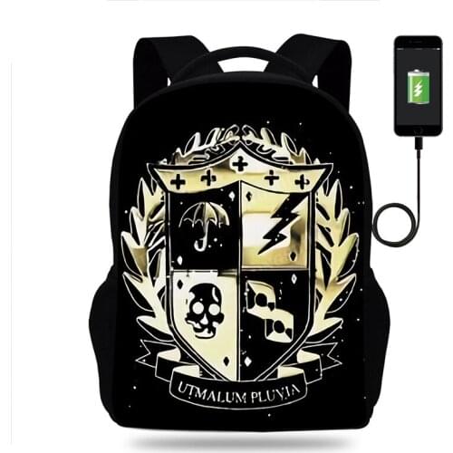 The Umbrella Academy USB Backpack For Teenagers 3D Printe Capacity Famous School Bags Casual Women Men Laptop Mochila infantil