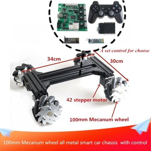 With Control Kit 100mm All Metal Mecanum Wheel Smart Car Chassis 4WD Metal Chassis Frame 20kg Large Load New Design DIY RC Toy