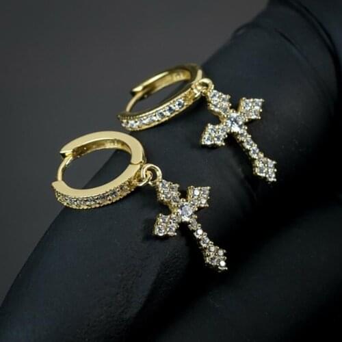 Stylish Arrow Cross-shape Drop Earrings for Women/Men Dazzling Crystal Zirconia Hip Hop Party Female/Male Fashion Earrings