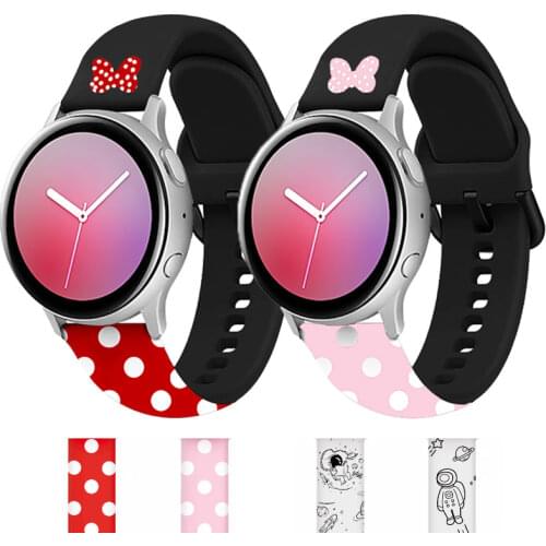 Printing Silicone 20mm/22mm correa For Samsung Galaxy watch 3 strap Active 2 45mm 41mm/46mm Gear S3 bracelet for Huawei GT/2/2e