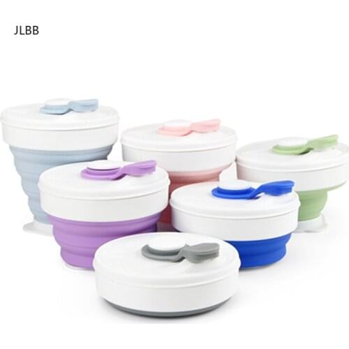 Folding Silicone Cup 350ML Food Grade FDA FREE Portable Foldable Milk Water Cups Outdoors Travel BPA FREE Collapsible Coffee mug