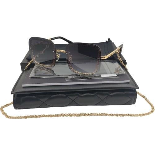 Gold Chain Sunglasses Rimless Sunglasses Girls Shades For Women Sunglasses Brand Designer Sunglasses Woman Sunglases Glasses