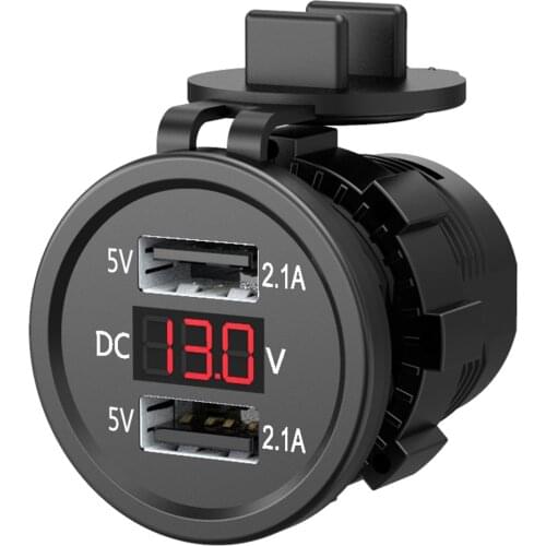 Waterproof Power Outlet Auto Charger Digital Display Socket Adapter Car Motorcycle Durable Accessories Dual USB Mobile Phone