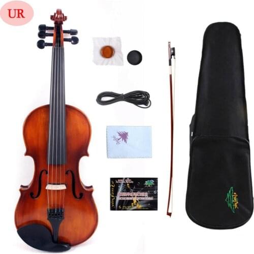 Yinfente 4/4 5 String Electric Violin Acoustic Solid Maple Spruce hand Made With Case #US