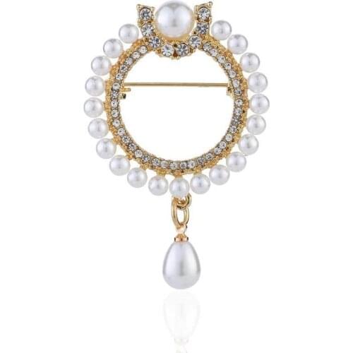 Accessory collar Pearl and crystal Stone Women Brooch