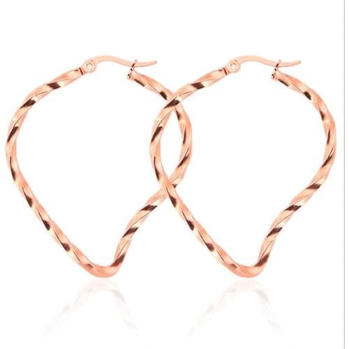 New Rose Gold Color Irregular Heart Ear Stud For Women Punk Exaggerated Stainless Steel Earrings Piercings Fashion Jewelry