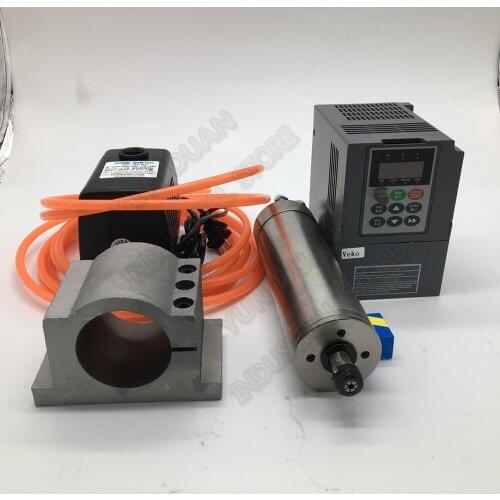 1.5KW 2HP 220v ER16 1-10mm Collet 24000rpm Water Cooled Spindle Motor VFD Water Pump 80mm Clamp Kit for CNC Router Woodworking