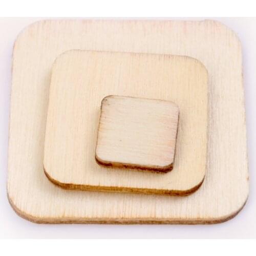 Handmade Wooden Crafts Accessories Home Decoration Scrapbooks Painting DIY Mix Square Wood Ornaments 10/20/30/40/50mm 20pcs