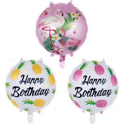 10Pcs/lot 18 inch Round Happy Birthday Foil Balloons Birthday Party Decor Pineapple Helium Balloons Flamingo Party Supplier