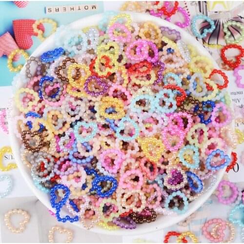 200pcs/lot Flat Beads Heart Shape Beads Craft Imitation Pearls Flatback For Art Scrapbooking Decoration DIY Jewelry Making