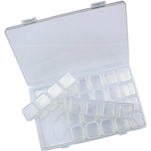 28 Slots Clear Plastic Empty Nail Art Decoration Storage Case Box Nail Glitter Rhinestone Beads Accessories Container Nail Tool