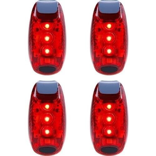 4 Pcs Safety Light Waterproof Red Flashing Bicycle Rear Light, Suitable for Running, Walking, Cycling, Helmet, Etc
