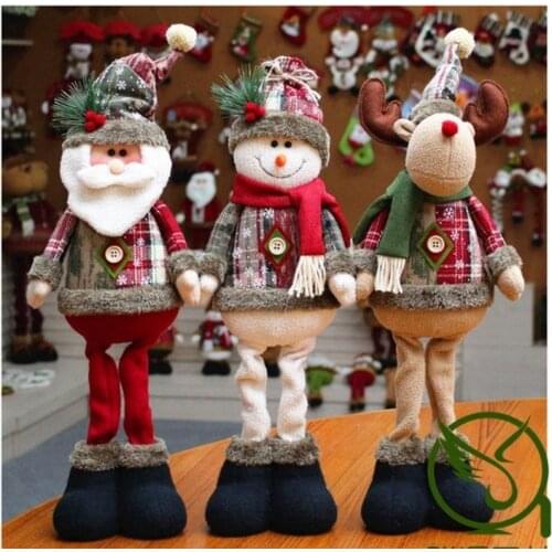 48cm Xmas Dolls Tree Decor Snowman Santa Claus Reindeer Standing Dolls Toy Christmas Ornament Home Party Window Decoration Gift