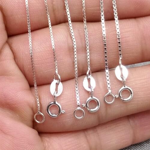 925 Sterling Silver Box Chain Necklace Rhodium Plated 0.65mm 0.8mm 1.0mm 16" 18"