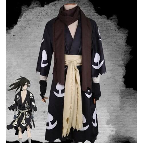Anime Dororo Hyakkimaru Kimono Cosplay Costume Wigs Men Cloak Costume Full Set For Halloween Party