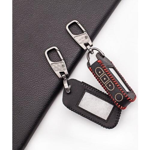 For StarLine A39 A96 A93 A36 A63 LCD Russian Version In Two Senses Car Alarm Systems Praise 100% Leather Key Case Cover