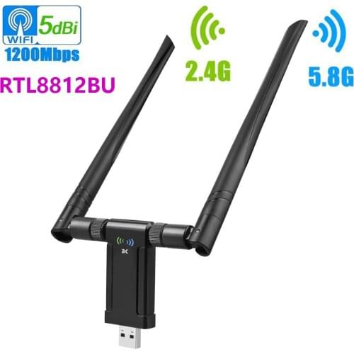 1200Mbps Wireless WiFi Adapter 2.4GHZ 5.8GHzG RTL8812 USB3.0 WiFi Dongle 802.11ac Network Adapter Windows XP/10/8/8.1/7/Vista/2
