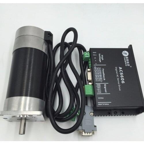 DC36V Brushless 0.41Nm Servo Motor 130W + DC18-60V Motor Driver 3000rpm with 3meter Encoder Cable Leadshine Original