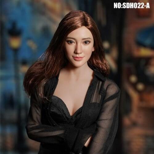 SUPER DUCK 1/6 Asian Pretty Girl Head Sculpt A/B/C SDH022 Model Accessories Fit 12" TBL PH Female Suntan Action Figure Body