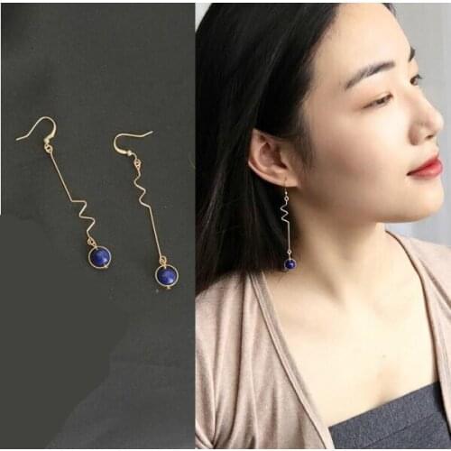 Ex502 Fashion Vintage simple geometric Circle asymmetric wave earrings Womens Jewelry Accessories