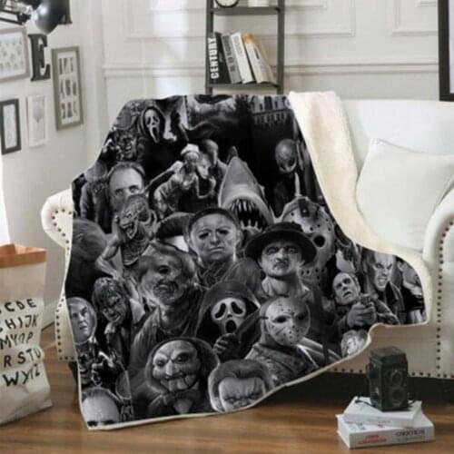 Plstar Cosmos Halloween Fleece Blanket horror movie Scream Team Zombie brid Blanket 3D print Sherpa Blanket on Bed Home style-6