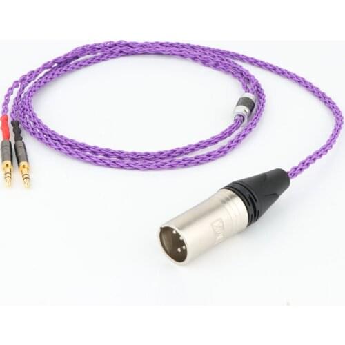 HIFI 8 Cores Silver Plated Headphone Upgrade Cable hi-end 4 pin XLR male to 3.5mm interconnect cord cable