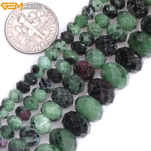 Gem-inside Natural Faceted Heishi Rondelle Green Zoisite Spacer Stone Beads For Jewelry Making Bracelet DIY Jewellery Gift