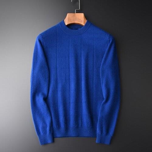 Classic Wool And Rabbit Hair Sweater Male Luxury Plaid Jacquard Round Collar Mens Sweaters Fashion Slim Fit Sweaters Man M-4XL