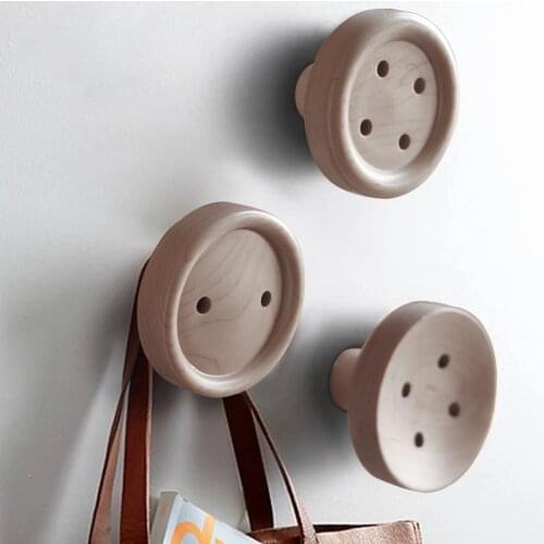 Woody Robe Hooks Home Decoration Knobs Wall Hanger with Nail Natural maple Wood Button Hallway Hanging Wall Storage Shelf Rack