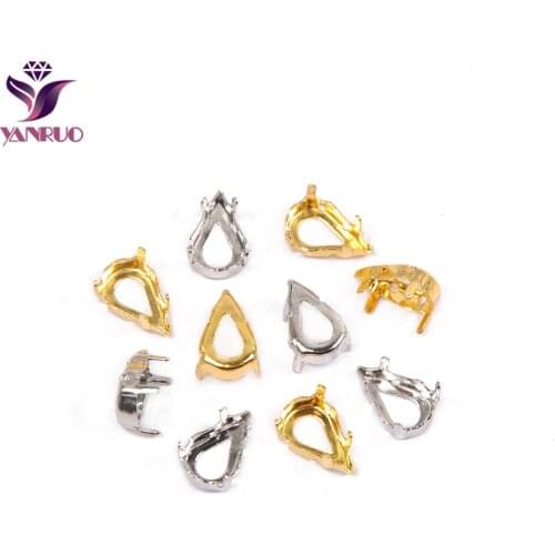 YANRUO 4300 Drop Claw Setting Copper Empty Sew on Rhinestones Firmly Base Set Silver Gold Sewing Garment DIY