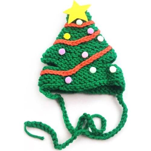 Halloween Cute Christmas Tree Knitted Woolen Cap Pet Crossdresser Hat Soft Dog Christmas Decoration